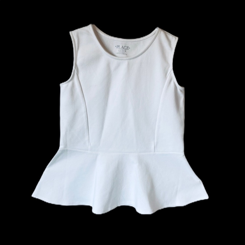White Peplum sleeveless Top (L 10/12)